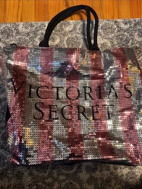 Victoria's Secret Pink, Silver & Black Sequin Tote